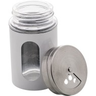 Porta Condimentos 80ml Branco De Vidro e Inox Com Tampa Dosadora